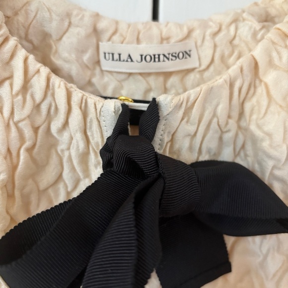 Ulla Johnson Babette Top in Creme Size 6 Puff Sleeve Bow Closure Classic Crinkle - Picture 11 of 17